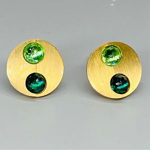 Vintage Mid Century Rivoli Green Crystal Cufflinks